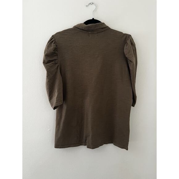 Nation LTD Ennis Feminine Puff Sleeve Top Blouse Workshirt XL Green - Picture 7 of 7